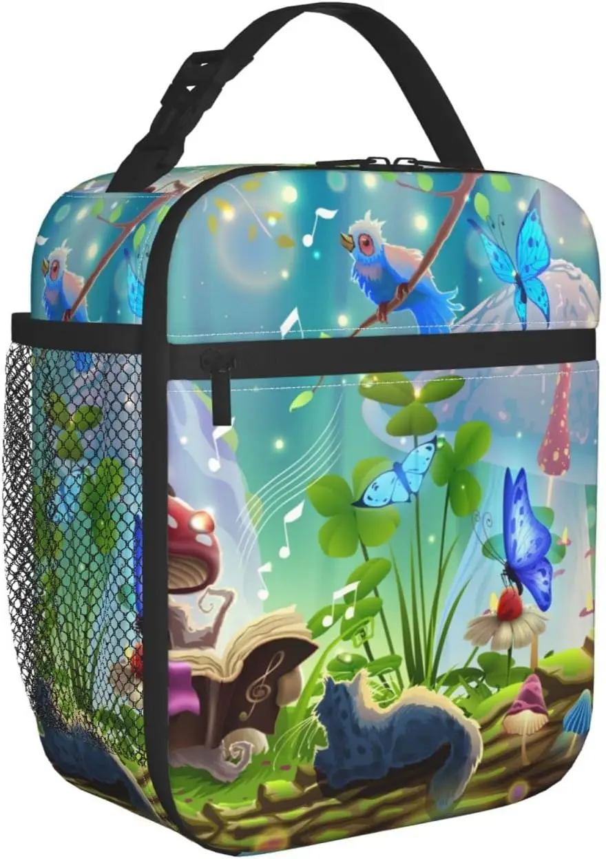 Mushroom Butterfly Lunch Bag Insulated Lunch Box Reusable Cooler Thermal Meal Tote for Women Men