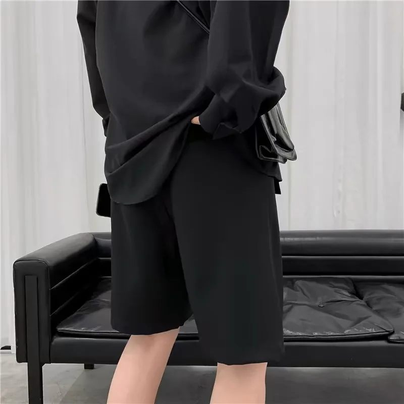 Summer Suit Shorts Men Fashion Business Dress Shorts Men Streetwear Loose British Style Suit Shorts Men Black Formal Shorts