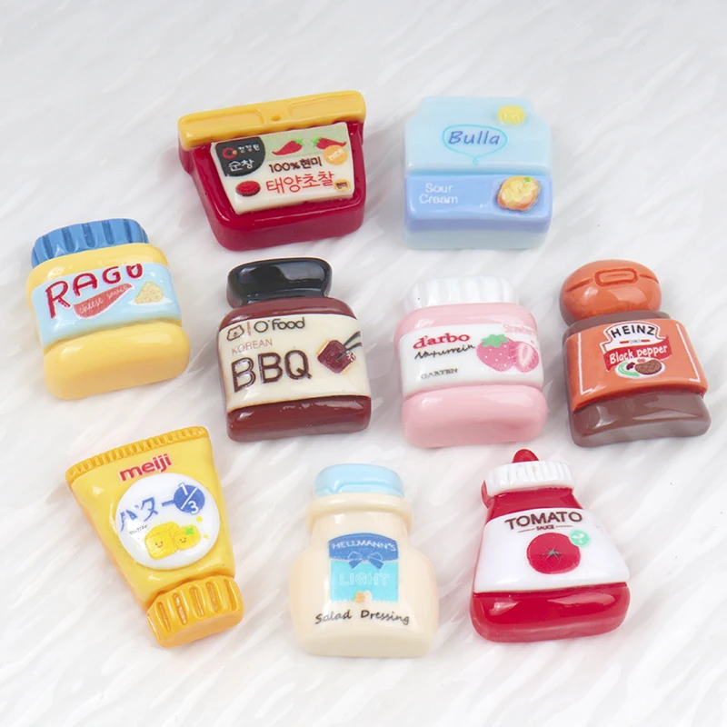 10/100Pcs Simulation Resin BBQ Tomato Sauce Scrapbooking for Phone Decor Crafts DIY Hairpin Making Dollhouse Accessories