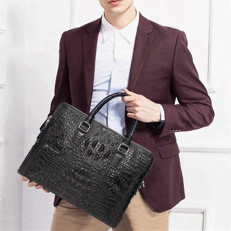 Neue Alligator Laptop Taschen Kuh Echt leder Herren Aktentasche Luxusmarke männliche Handtaschen Männer Messenger 14 Zoll Computer tasche