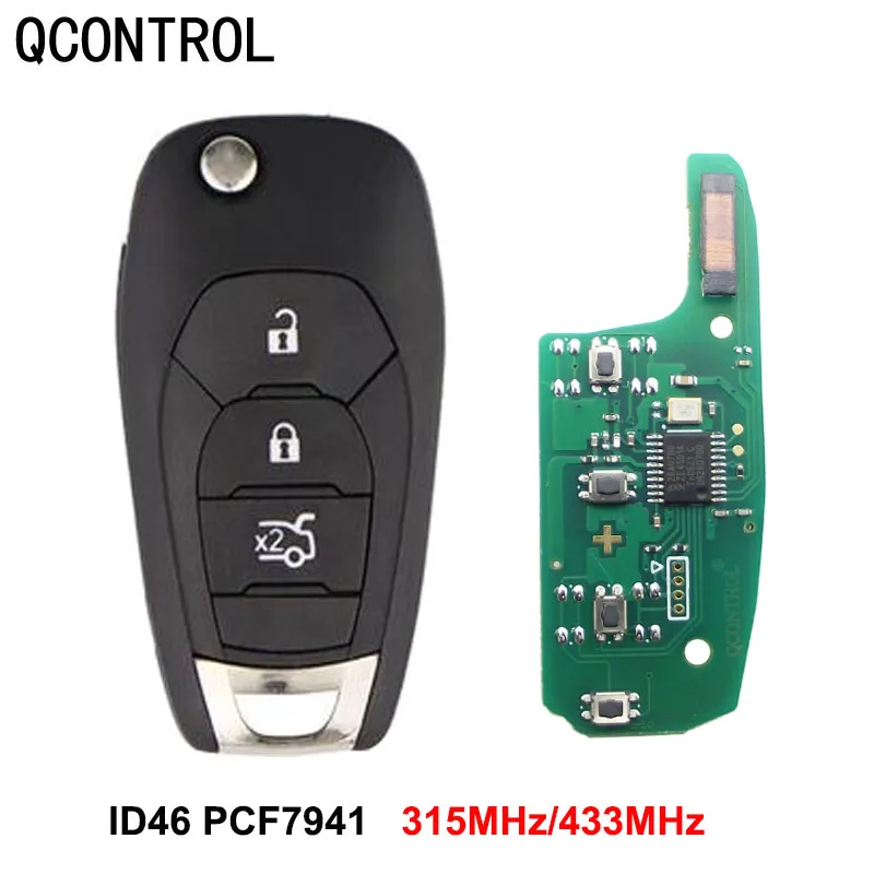 QCONTROL Flip 2/3/4 Button Remote Key Fob For Chevrolet Cruze Avo 2014-2018 315 MHz 433 MHz ID46 PCF7941 Chip Smart Key Control