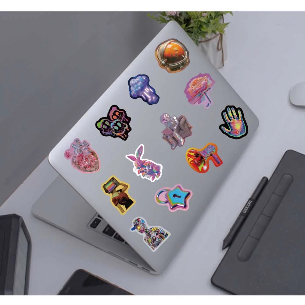 50pcs Cool 3D Cyberpunk Holographic Harajuku Scrapbook Stickers DIY Diary Laptop Luggage Skateboard Graffiti Decal Classic Toys