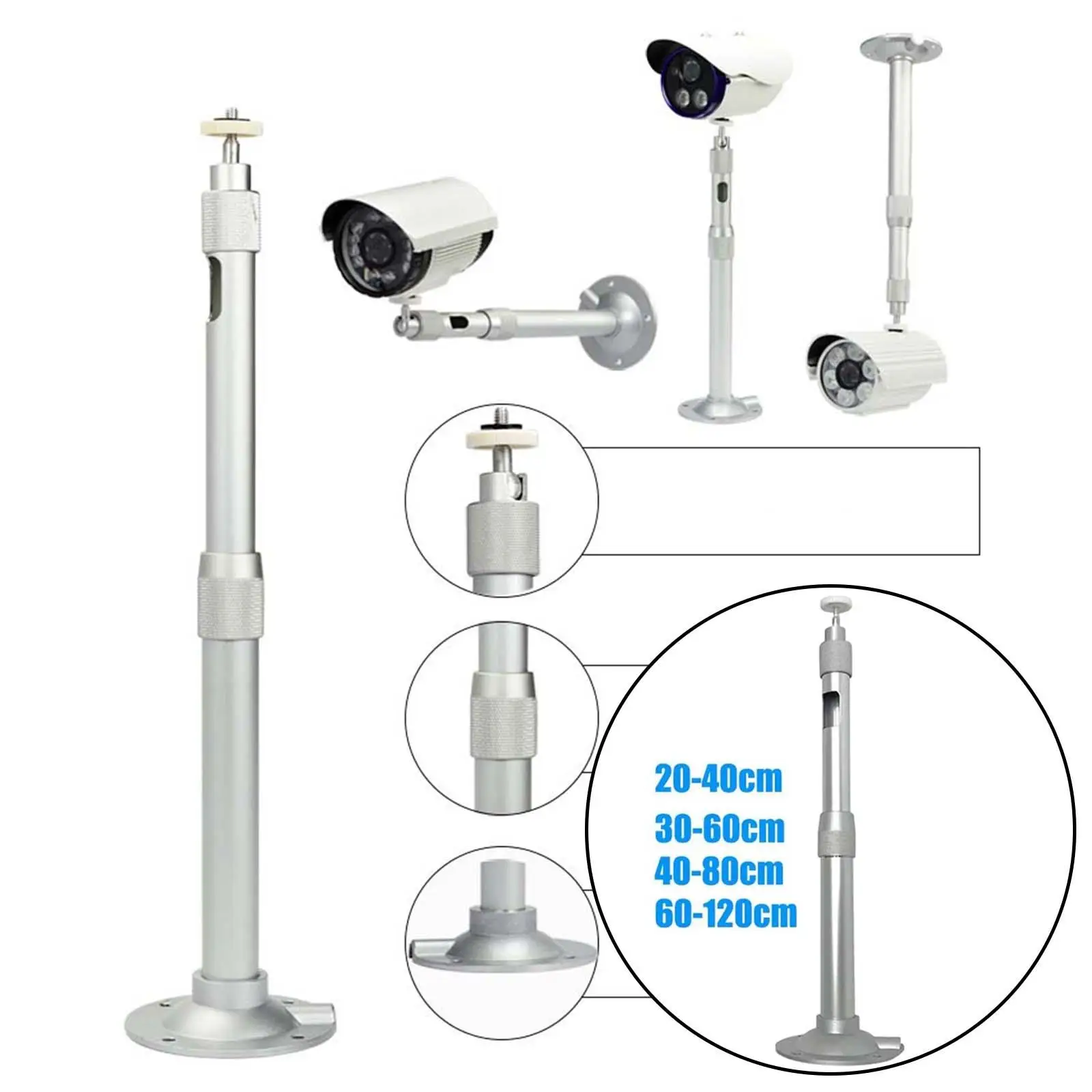 Metal alumínio parede teto projetor suporte de montagem cabide extensível prata