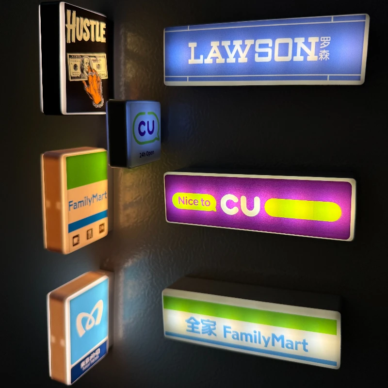 Mini Caixa de Luz LED Recarregável com Ímã de Geladeira Lawson FamilyMart CU, Sinalização do Metro de Tóquio, Decoração para Casa, Presente