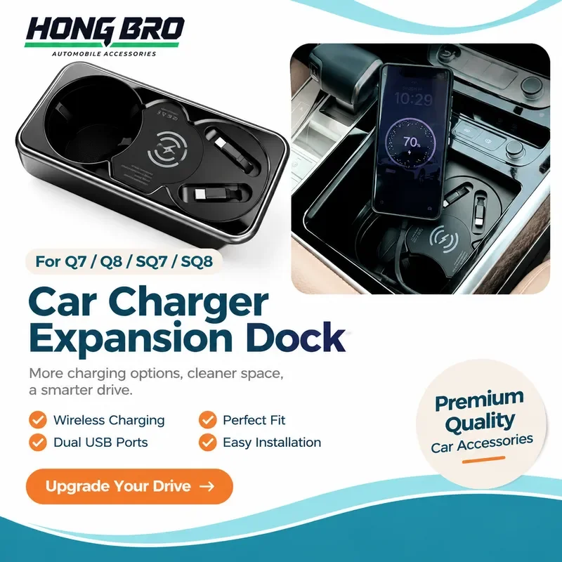 for Audi Q7 Q8 SQ7 Wireless Charger Super Fast Charging Docking Station Car Cigarette Lighter Modified Accessories