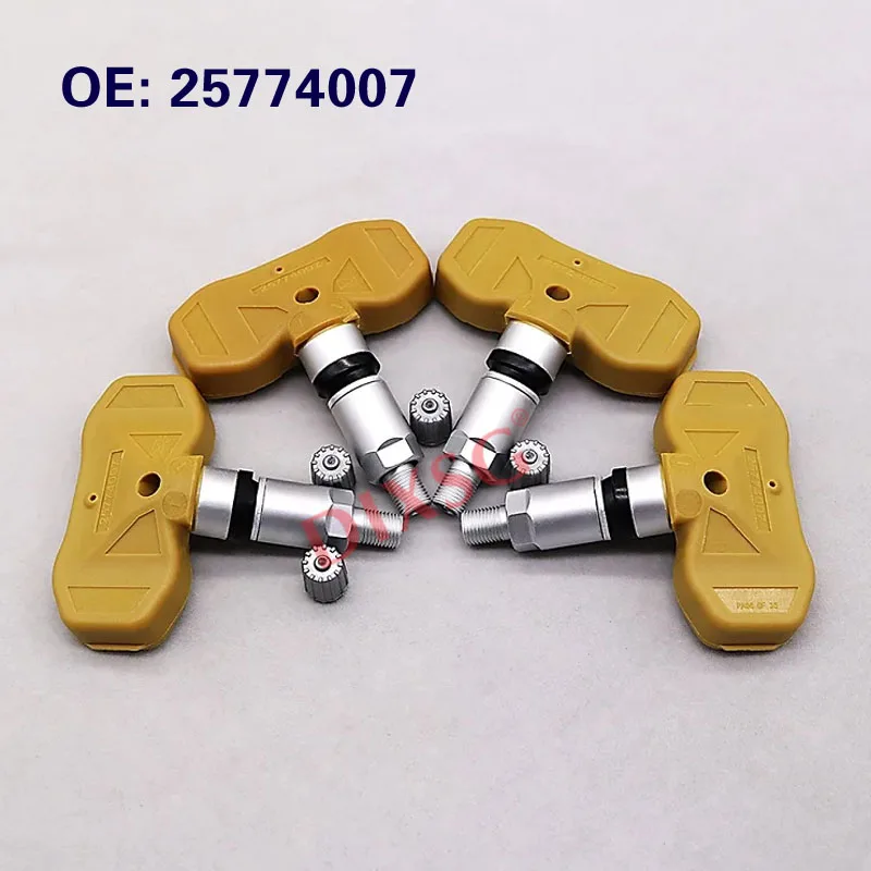 4 buah Sensor TPMS 25774007 sistem pemantau tekanan ban 433MHz untuk Cadillac CTS Chevrolet Trailblazer Saab 9-7x