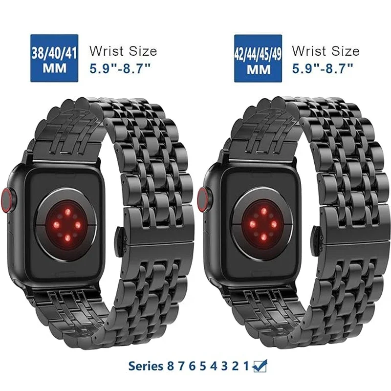 ステンレス鋼ストラップ Apple Watch 10 9 8 7 バンド 45 ミリメートル 44 ミリメートル 46 42 ミリメートルウルトラ/2 49 ミリメートルブレスレットメタルバンド iWatch 6 5 4 se 40 ミリメートル 41 ミリメートル