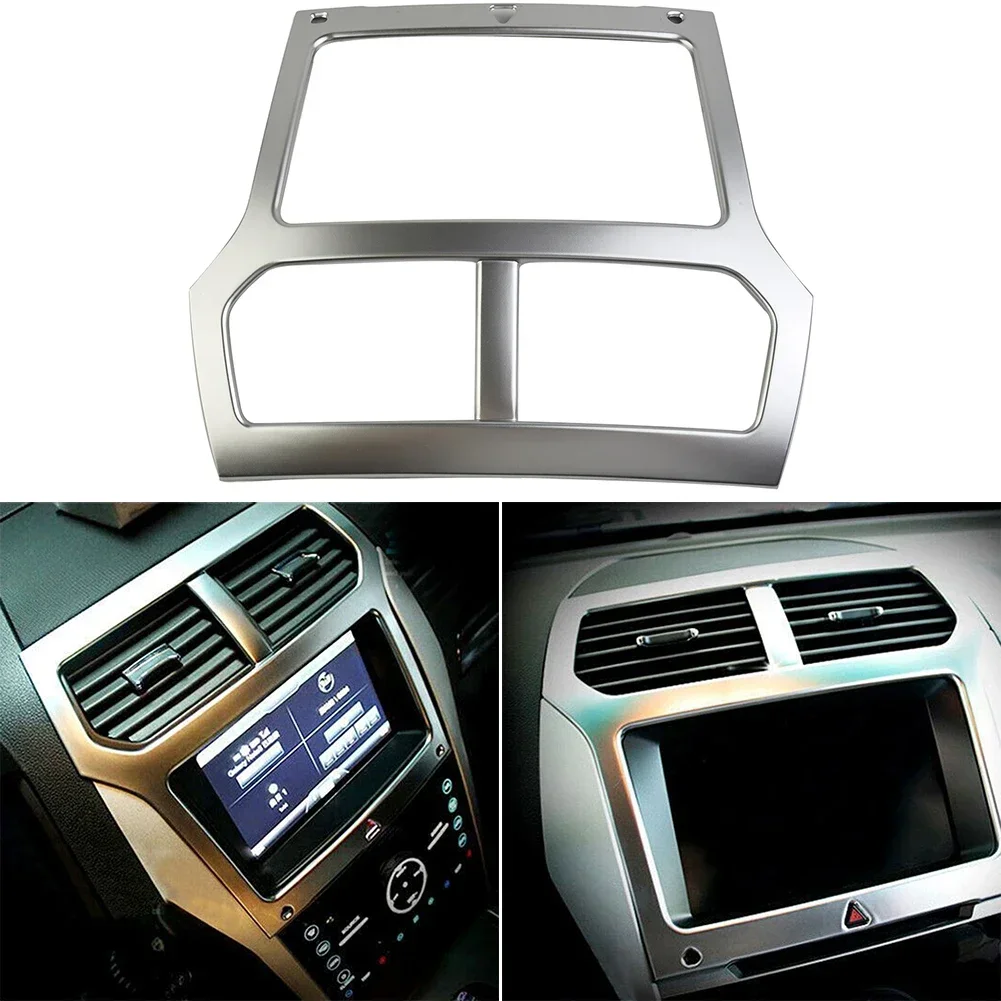 

Chrome Front Multimedia Trim Cover Center Console Surround Frame For Ford Explorer 2011-2015 ABS Matte Chrome Plastic