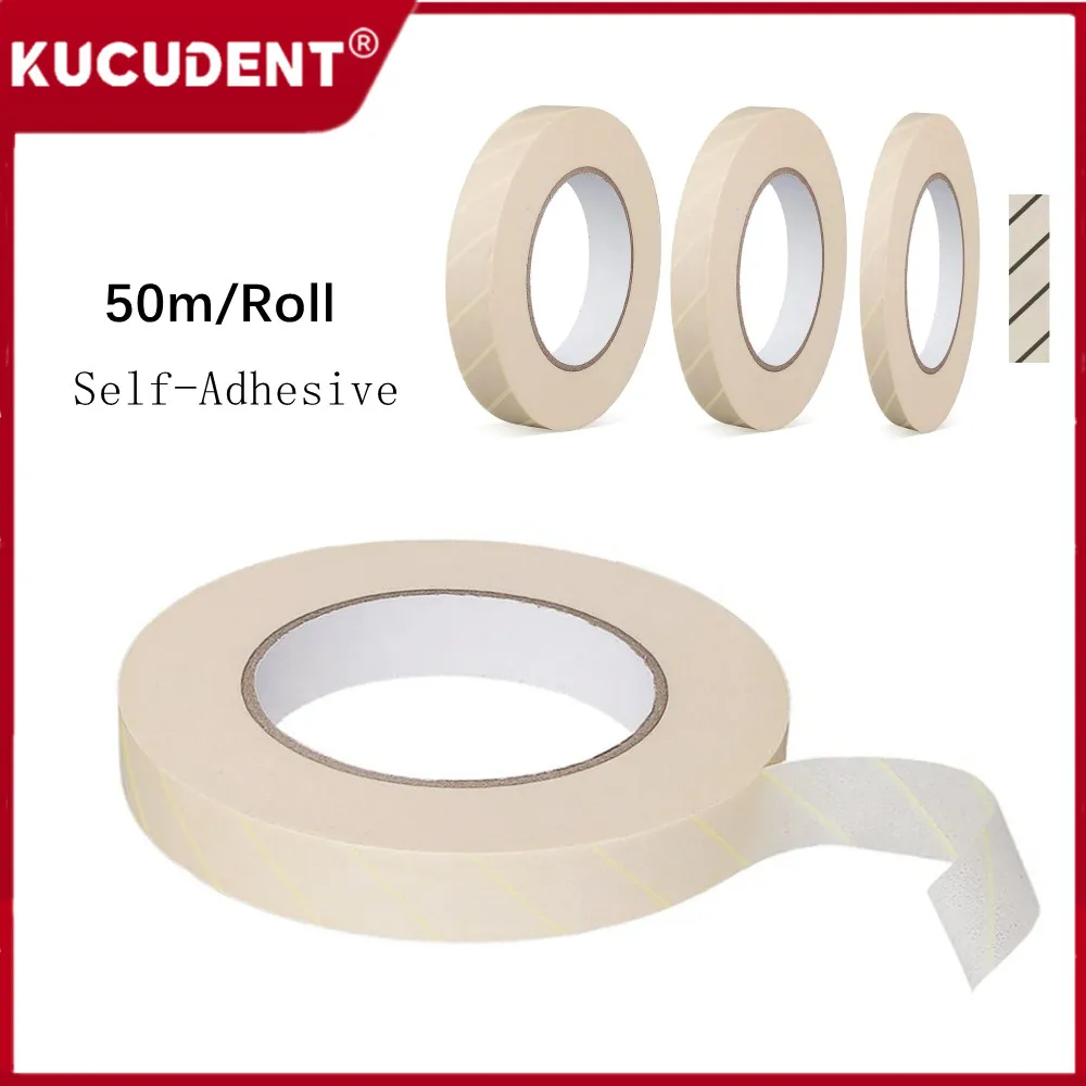 50m/Roll Dental Sterilization Indicator Tape Medical Autoclave Cards Steam Indicator Tape Oral Care Cleaning Nails Salons Tattoo