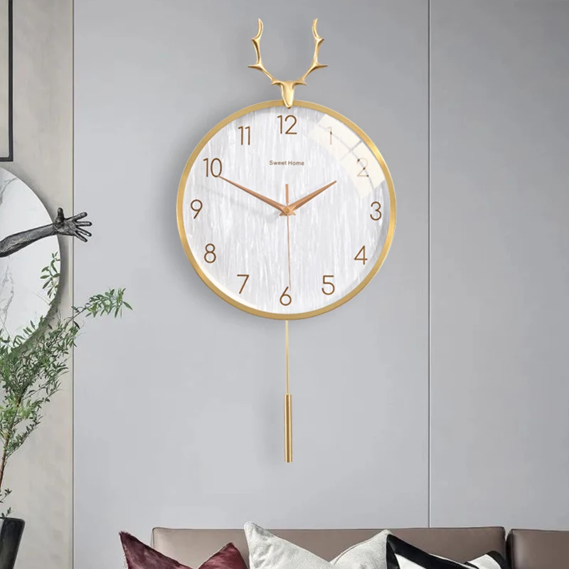 Wall clock table decoration accessories pure copper antler shape bedroom Interior luxury silent pendulum home fashion Nordic art