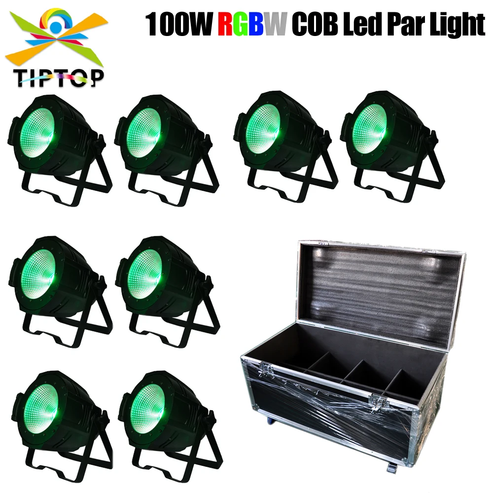 

Road Case 8in1 PackLed COB Par Cans 100W 4in1 RGBW Color 3PIN DMX IN/OUT Socket Wide Voltage EU/US/AU Power Plug Shading Cover