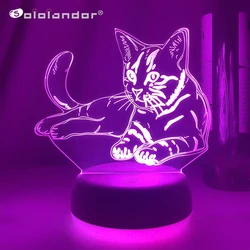 3D Acrylic Led Night Light Little Cat Figure Nightlight for Kid Child Bedroom Sleep Lights Gift for Home Decor Table Lamp