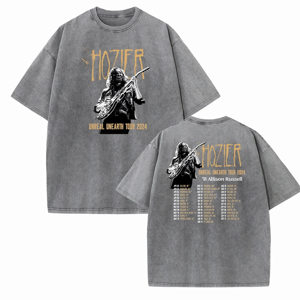 Hozier Unreal Unearth Tour 2024 Vintage Harajuku Summer Unisex O-Neck Short Sleeve Cotton T-Shirts