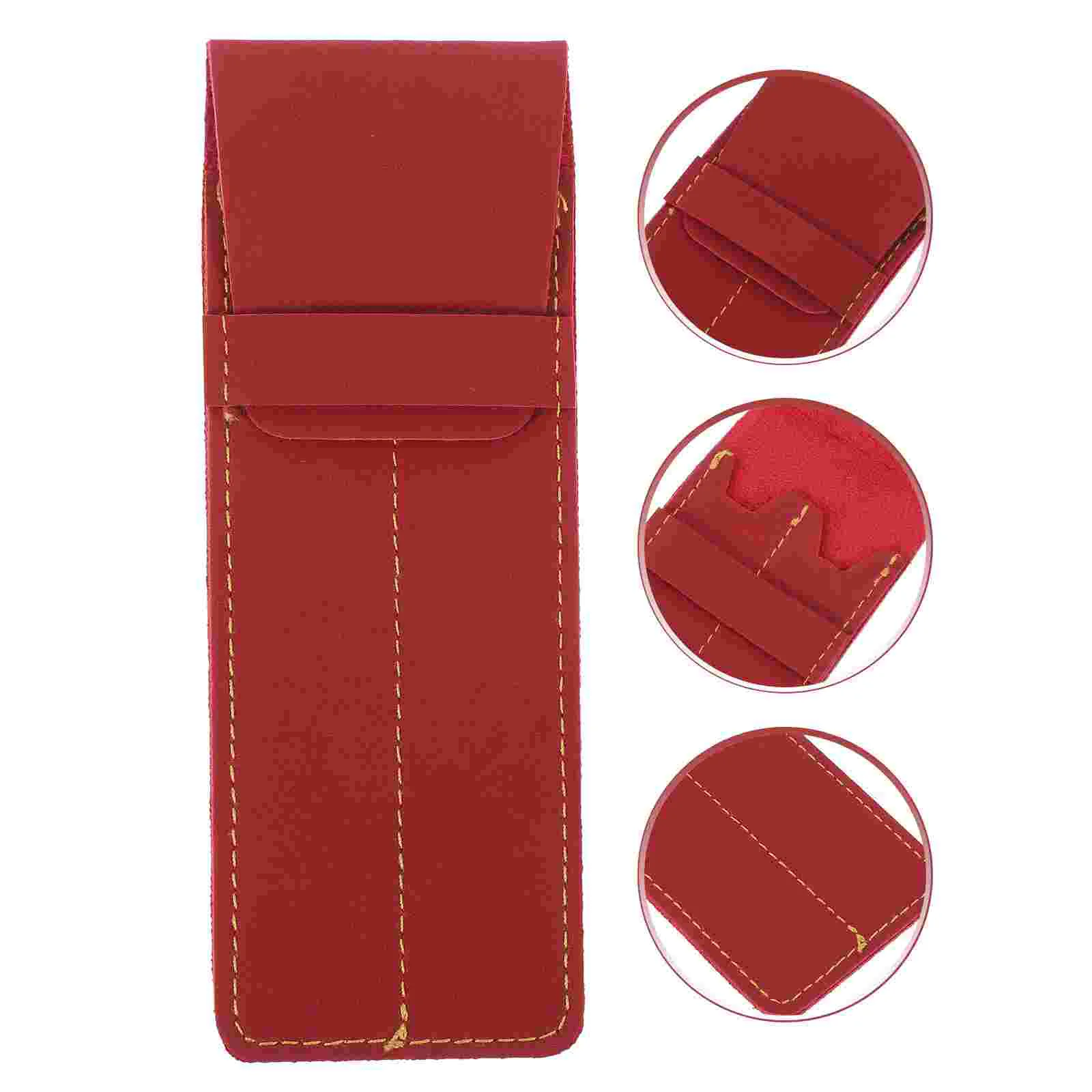 

2 Pcs Pen Case Holder Pu Bags Sleeve Pouch Small Pocket Protectors Pencil Vintage Office Ballpoint