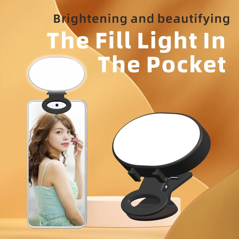 휴대용 미니 LED 포켓 필 라이트, 셀카 아티팩트 링 라이트, 라운드 링 램프 플래시, 휴대폰 렌즈 비디오 사진 촬영용