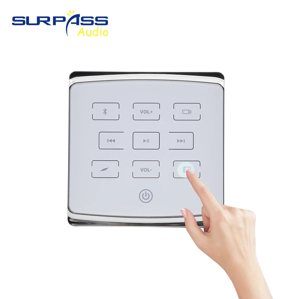 Smart Hotel Room Home Audio Bluetooth Amplifier In-wall Stereo Digital Player 86 Touch Key Background Music Controller USB TF