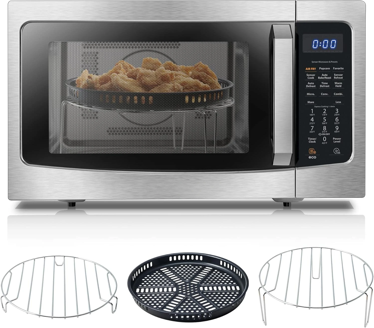 Air Fryer Combo 4-in-1 Countertop Microwave Oven, Smart Sensor, Convection, Mute Function, Position Memory 13.6