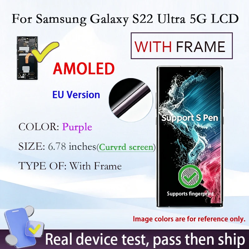 S22U Voor Samsung Galaxy S22 Ultra 5G AMOLED LCD Display Touchscreen Digitizer Assemblage Vervanging Reparatie Onderdelen Nieuwe Levering