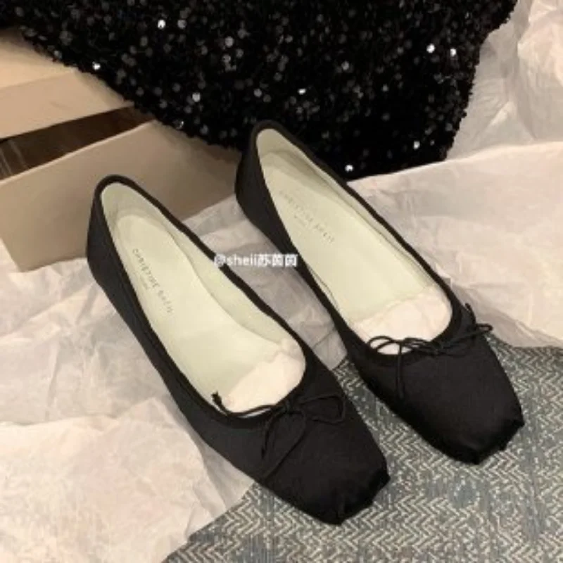 2023 Spring Bowtie Ballet Shoes Fashion Shallow Slip on Women Flat Loafers Shoes Ladies Casual Outdoor Ballerina Shoe Mocasines