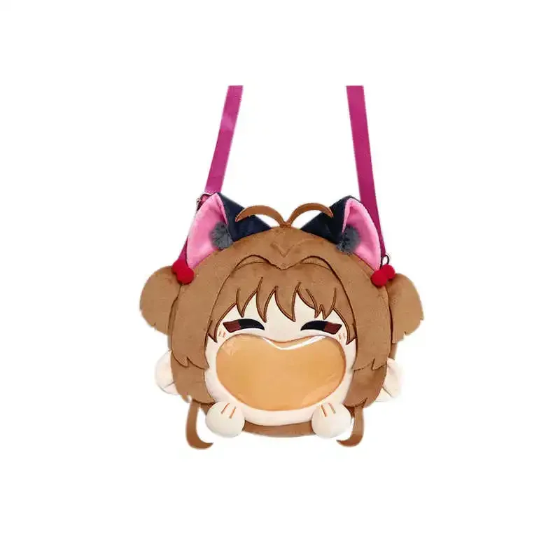 

Anime Kinomoto Sakura Cosplay Plush Bag Laugh Face Transparent Itabag Lolita Backpack Cartoon Messenger Shoulder Bags Pink