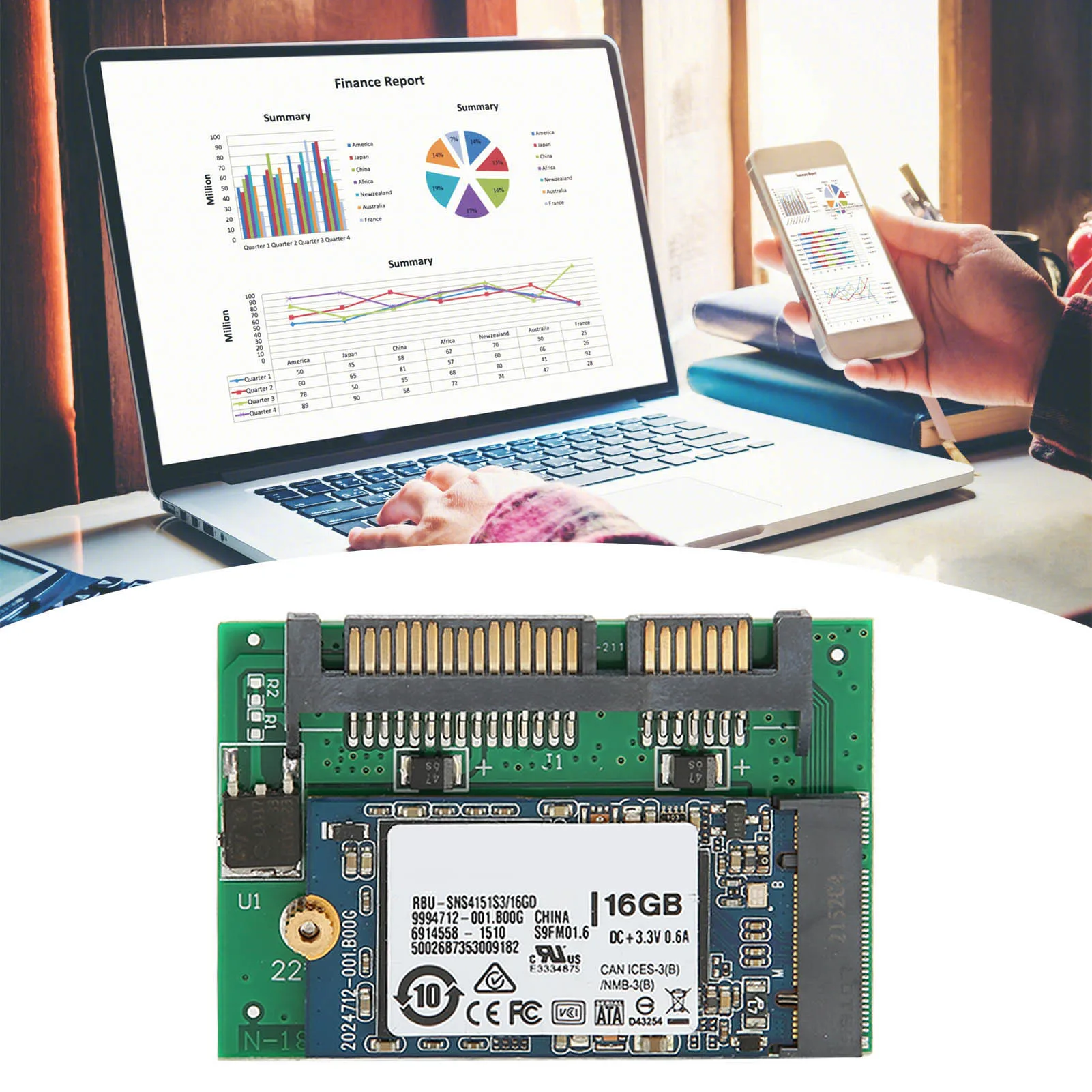 Адаптер SATA M.2 SSD 2 в 1, стабильный, надежный, портативный, Plug and Play, компьютерные аксессуары, 16 ГБ