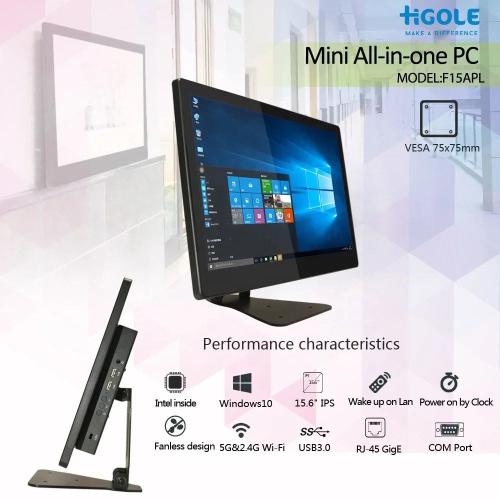 Quad Core N3450 /J3355  RS232 port touch panel 15.6 inch WIFI GPS Windows10 POS systems computers