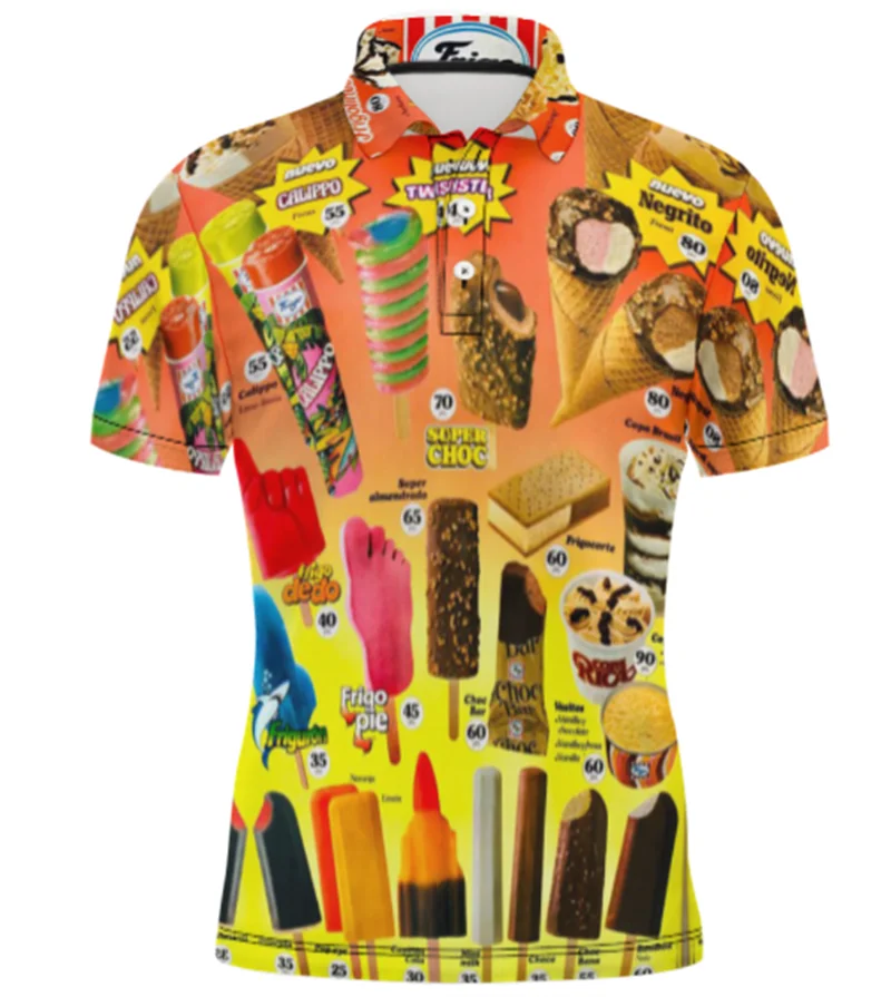 أحدث الآيس كريم ثلاثية الأبعاد مطبوعة الصيف قصيرة الأكمام الرجال النساء بولو تي شيرت موضة عادية Harajuku قميص كول بلوزات عالية الجودة #1