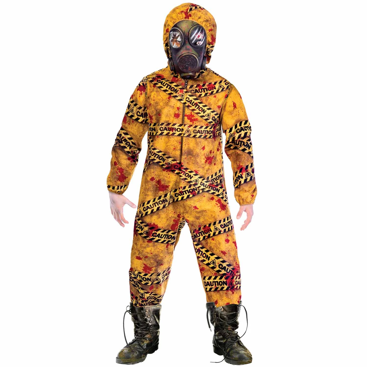 Biohazard Zombie Kids Costume Child Halloween Fancy Dress Costumes Quarantine Hazmat Suit and Mask for Unisex Boys Cosplay