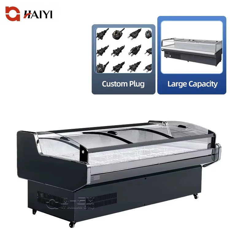 Supermarket Refrigerator Showcase Fresh Meat Display  Chiller Cabinet Curved Display Meat Cooler for Deli Food