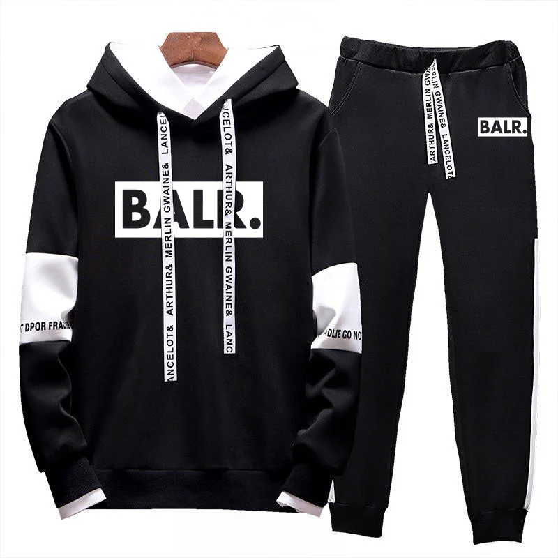 BALR 2025 Spring and Autumn New Men High Quality Fashion Lace-up Designe Sets Printing Hoodie Leisure Sweatpants Two-piece Suits