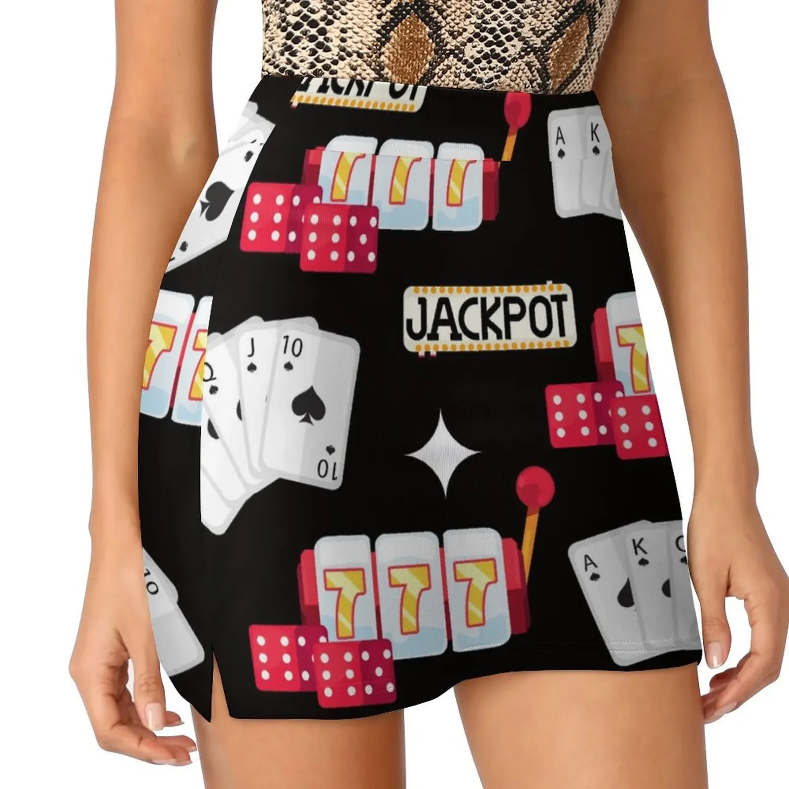 

Casino Gambling Poker Slot Pattern Mini Skirt night club outfits dress women summer