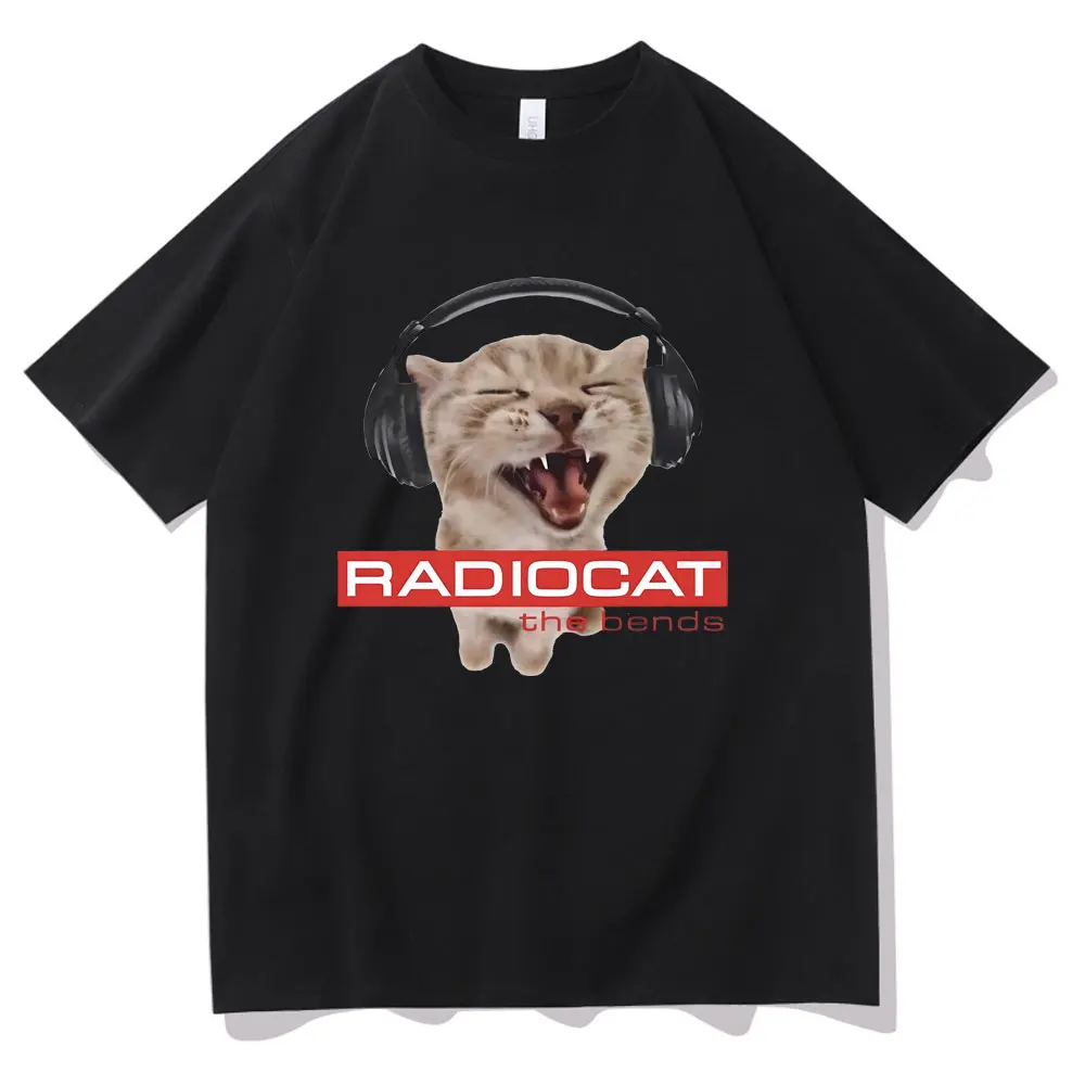 British Rock Band Radiohead Funny Radiocat The Bends Print Tshirt Men Women Vintage Gothic Oversized T-shirt Male Meme T Shirts