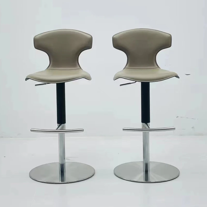 PFC24338 Luxury Modern High Foot Rotating Leather Stools Stainless Steel Lift Bar Chair for KTV Home Kitchen Dining Application