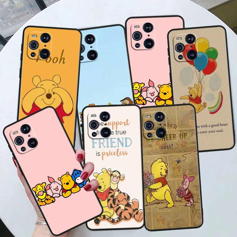 

Disney Winnie Bear Cool For OPPO Find X6 X5 X3 X2 F21S F21 Pro Lite Neo Black Silicone Fundas Soft Cover Capa Phone Case