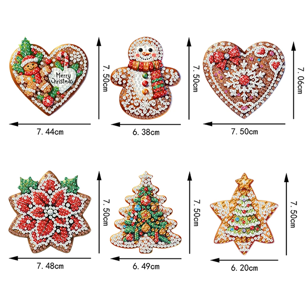 

6pcs Xmas 2D Flat DIY Special Shape Rhinestone Diamond Art Window Pendants Diamond Painting Set DIY Home Decor Hanging Charm