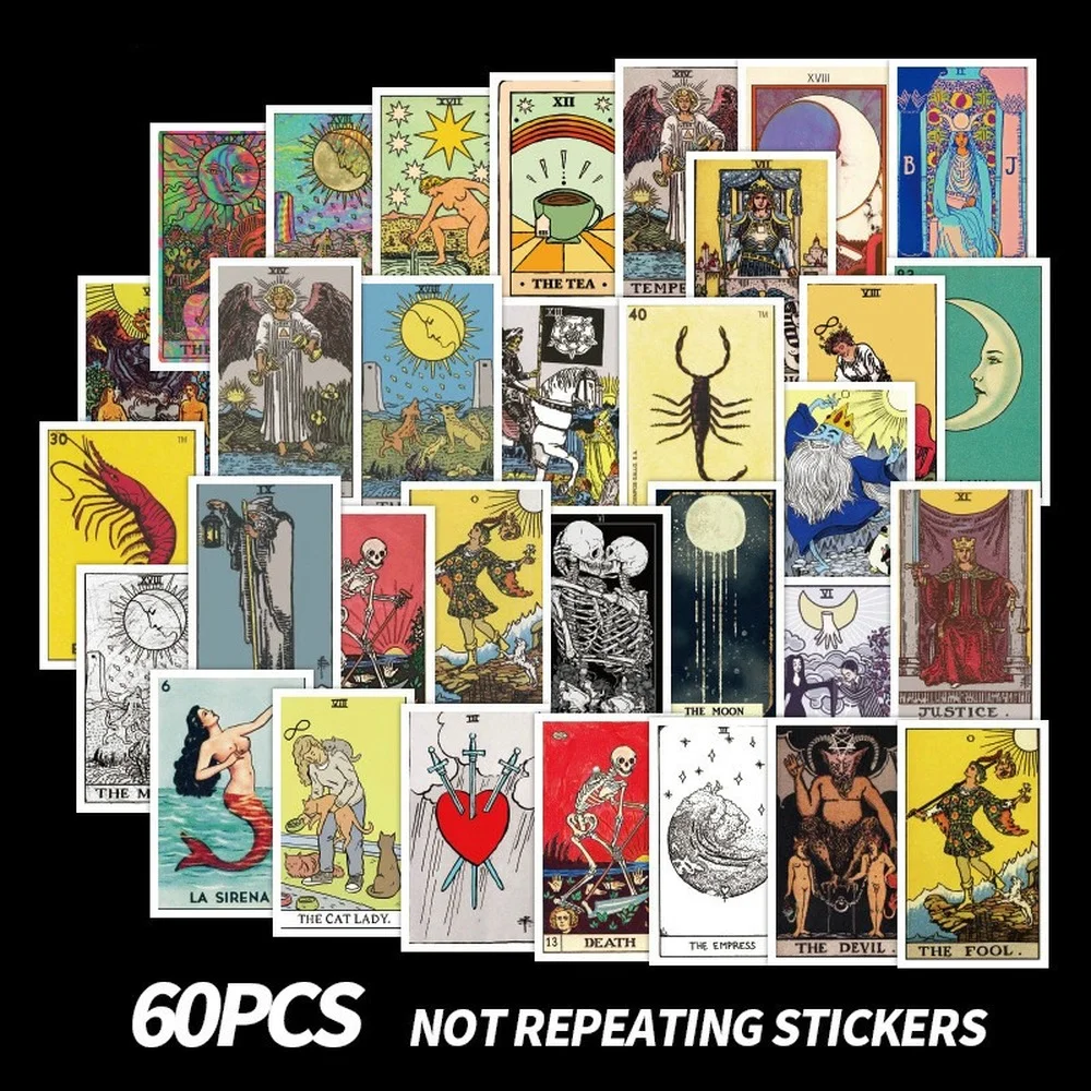 10/50/60Pcs/Pack Tarot Card Graffiti Stickers Divination Stickers For Luggage Laptop Refrigerator Motorcycle Pegatinas