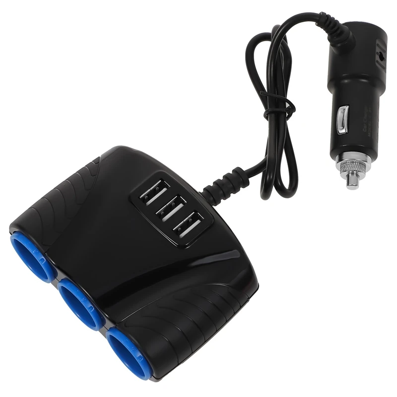 3 Way 12V 24V Multi Socket Car Cigarette Lighter Socket Extension Splitter USB Charger Adapter Auto Replacement Parts