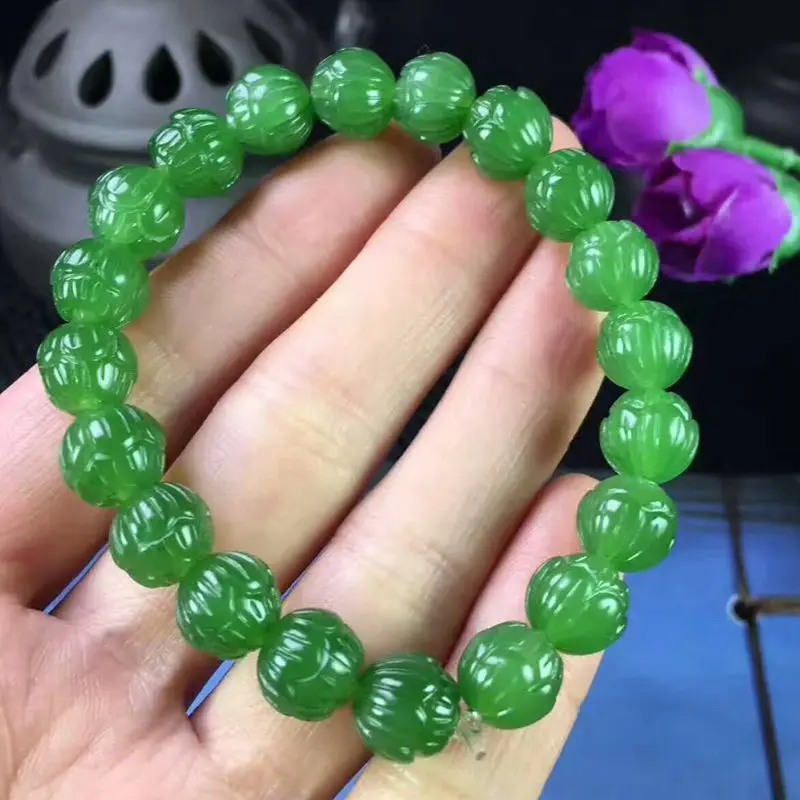 

Браслет премиум-класса из натуральной хэтянской яшмы со шпинатом и зеленым нефритом