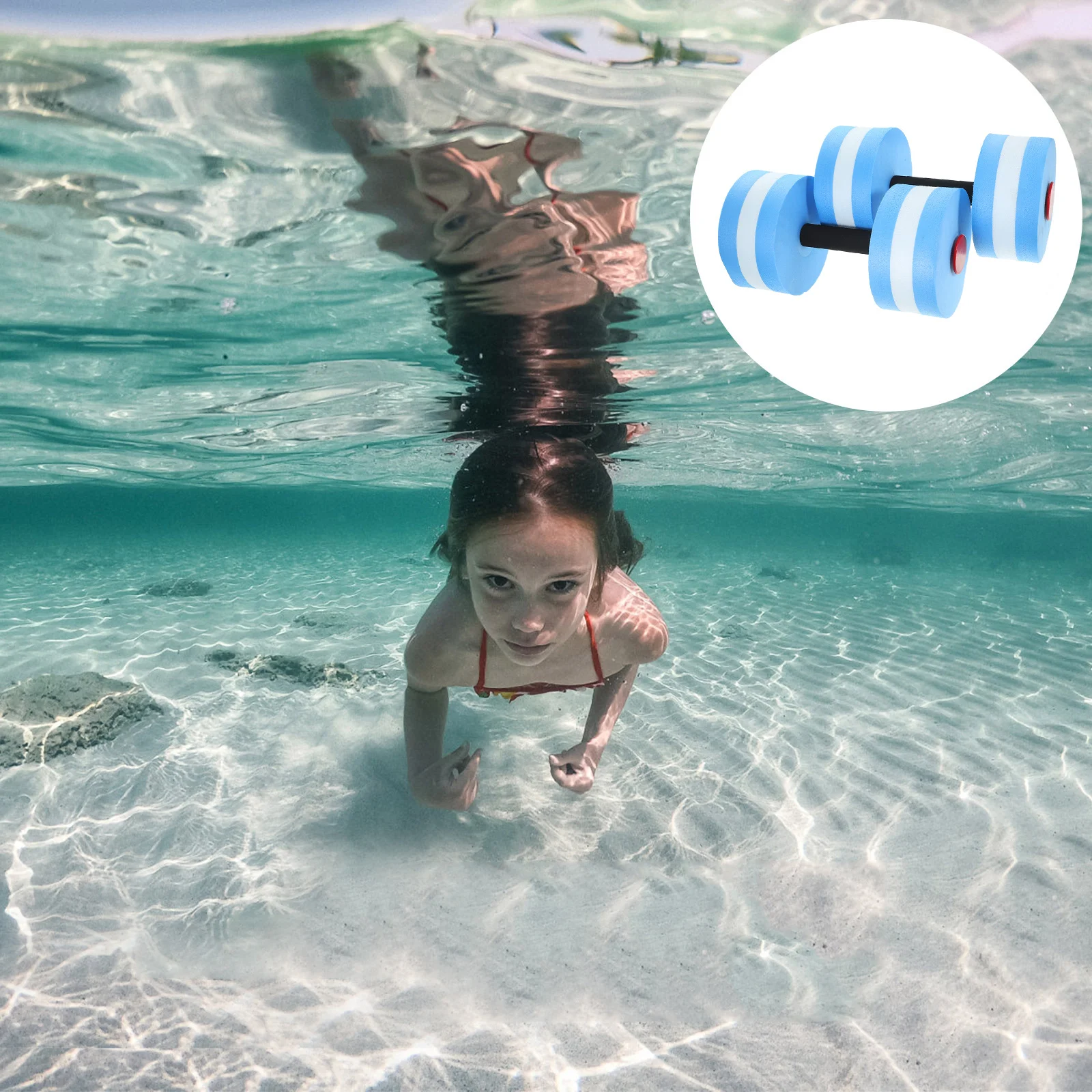 

2pcs Eva Water Aerobics Aquatic Barbell Dumbbell Water Aerobics Aquatic Barbell Swimming Pool Fitness Exercise Equipment Blue