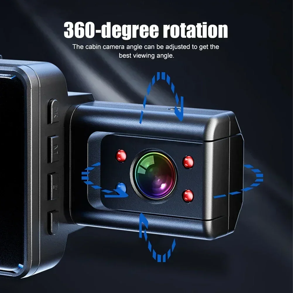 3 Lens Dash Cam 3 inch Screen 170° DVR Dash 1080P HD Camera Car Driving Recorder Night Vision Cycle Video Drive Recorders