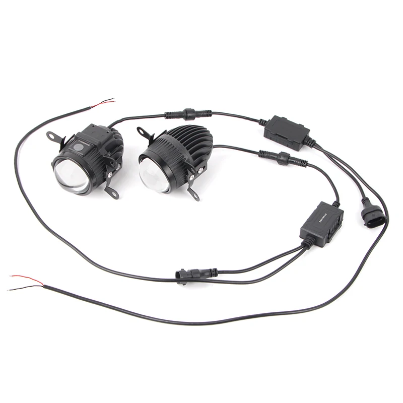 Uniwersalne reflektory samochodowe 12V z soczewką 2 cale, światła przeciwmgielne Bi-LED projektor biało-żółte do Toyoty, uniwersalny uchwyt, soczewka lampy przeciwmgielnej 2.0