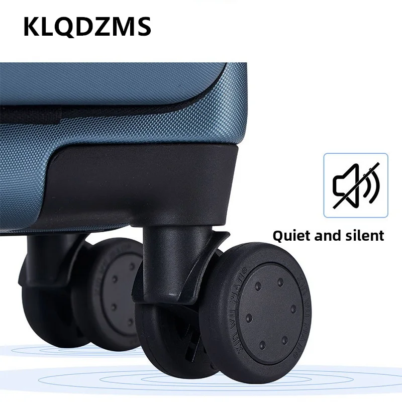 KLQDZMS Laptop Luggage Front Opening Boarding Case USB Charging Trolley Case 18