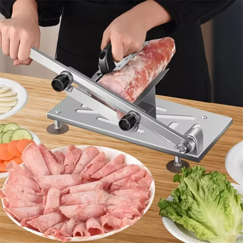 304 Stainless Steel Food Slicer Manual Fod Slice Bone Cutting Knife Frozen Meat Slicing Household Manual Frozen Meat Slicer Beef