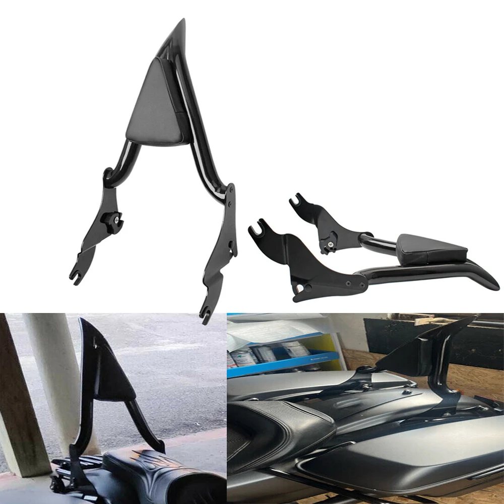 Black Detachable Rear Passenger Sissy Bar Backrest Comfort Support For Harley Touring Road King Electra Glide 2009‑2021