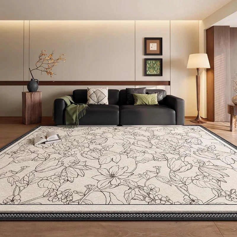 Vintage Chinese Style Living Room Carpet Floral Europe Sofa Area Rug Bedside Soft Fluffy Floor Mat Large Bedroom Plush Carpets