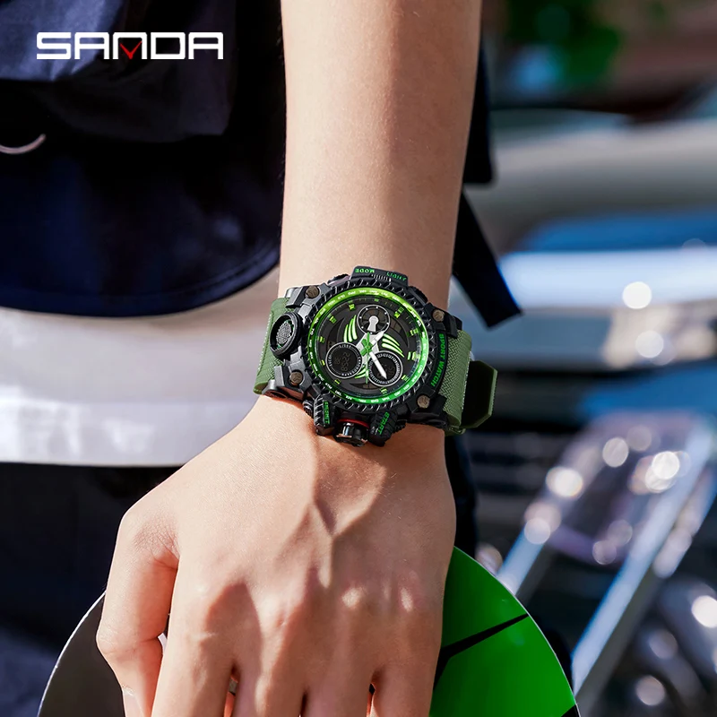 ساعة إضاءة ليلية إلكترونية متعددة الوظائف من Sanda-Men ، منبه ، مقاوم للماء ، الشباب ، اتجاه الموضة ، من الأعلى مبيعًا ، جديد