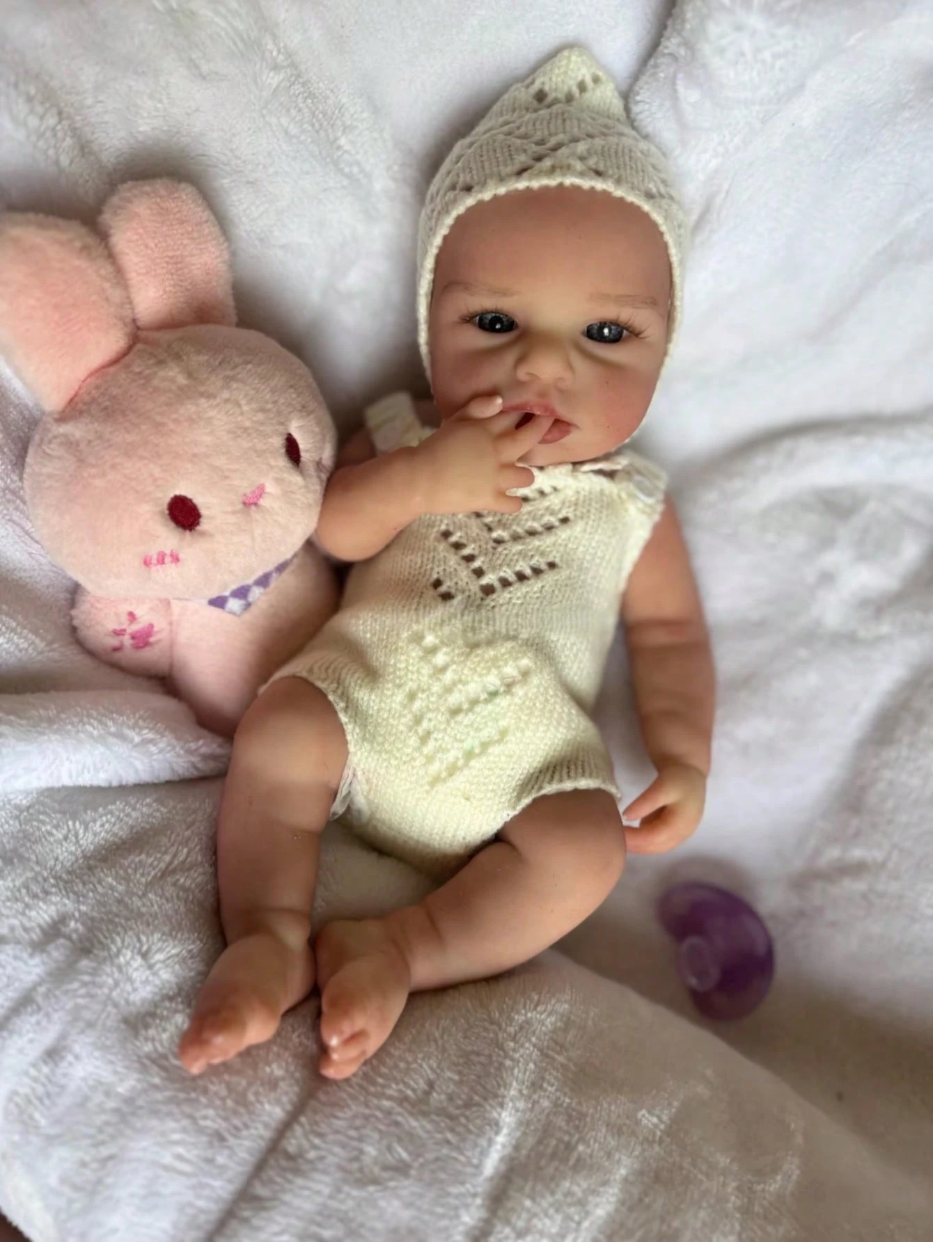 Aizwa1 13 Inch Loulou Bebe Reborn De Silicon Girl Doll Open Eyes Bald, Choose Pink or White Dress Toy view 5