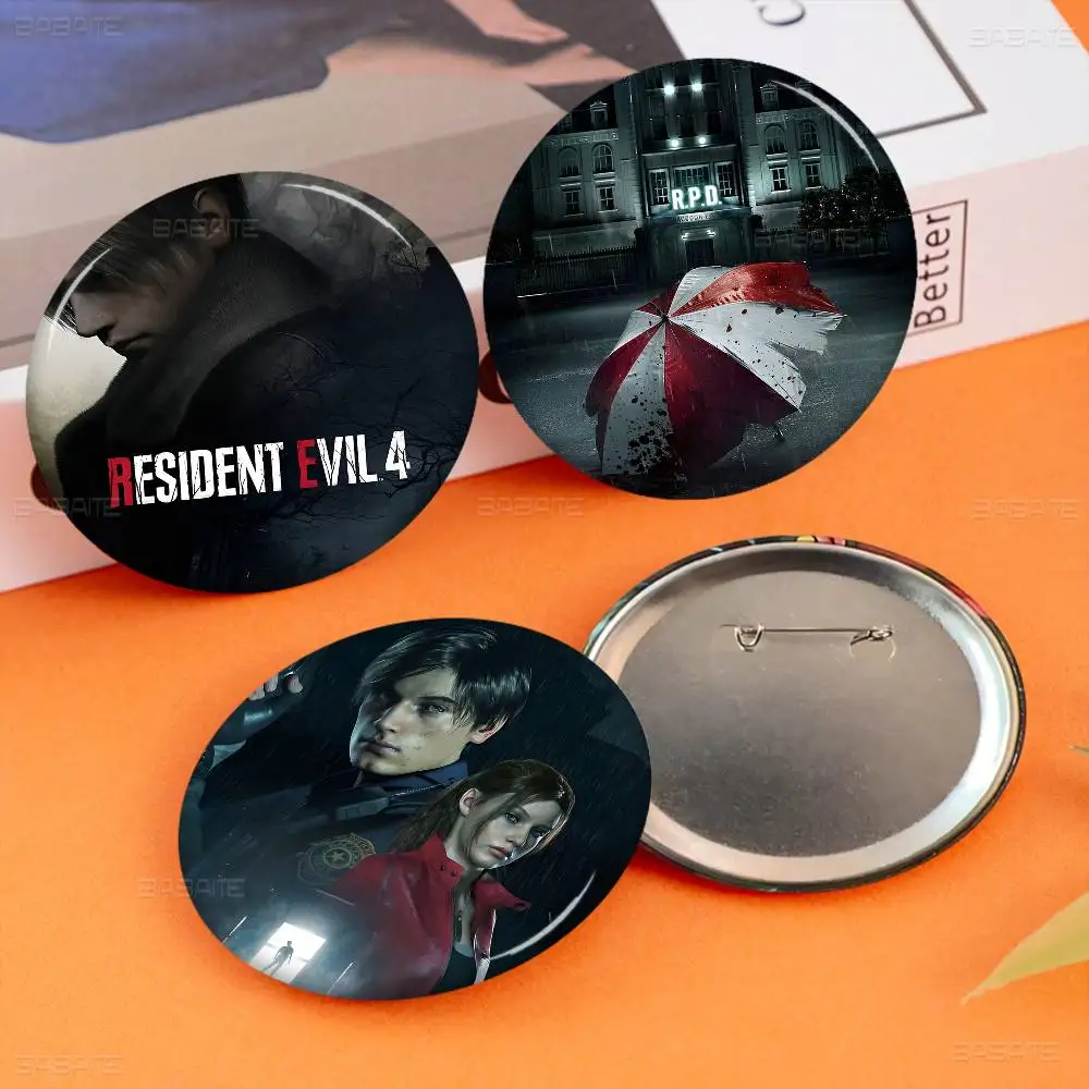 قماش اللوحة لعبة R-RESIDENT EVIL صور دبابيس الإبداعية شارة مستديرة الهدايا دبابيس 32/44/58 مللي متر