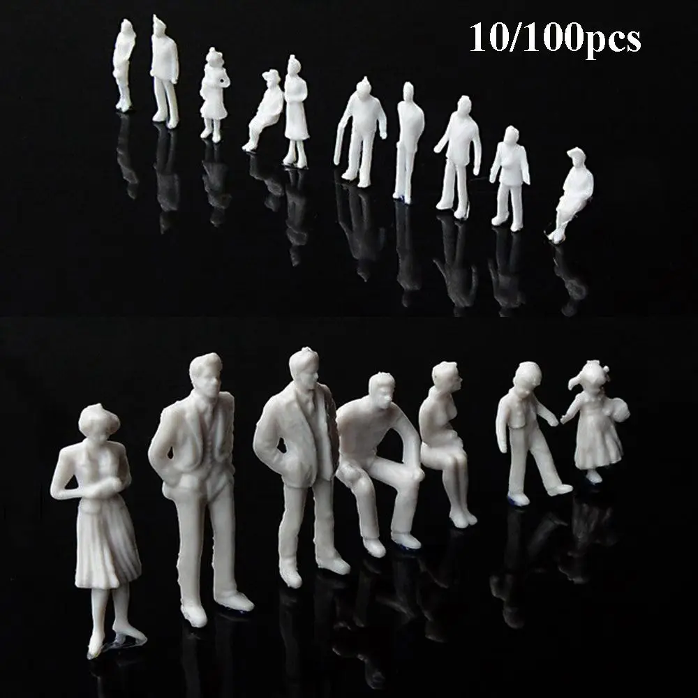 10/100pcs 1:300/1:200/1:100/1:150 Miniature Simulation Figures Model White Color Building People Figures
