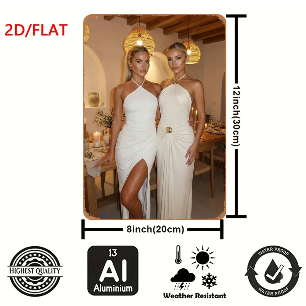 CIFBUY Modern Women Aluminum Wall Art Waterproof Durable Metal Sign for Studio Bar Club Shop Dressing Room Home Decor